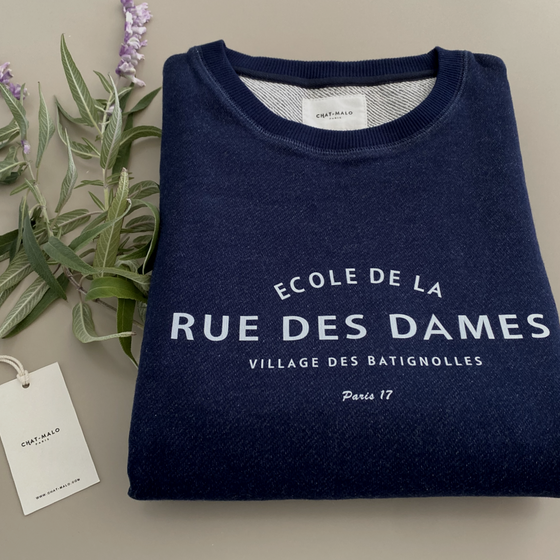 Sweat adulte bleu - Rue des Dames - CHAT-MALO Paris