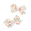 Inca UK - Card Of 2 Floral Print White Bow Clips 5cm