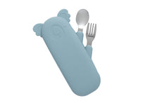  Silicone spoon and fork set with travel case