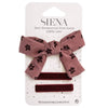 Siena Hair Accessories - Pack 1 printed corduroy hairbow + 2 velvet hair clips