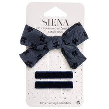  Siena Hair Accessories - Pack 1 printed corduroy hairbow + 2 velvet hair clips