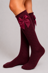 Cotton Socks - MA101 HIGH SOCK CHILD WITH GROSGRAIN BOW 100% COTTON
