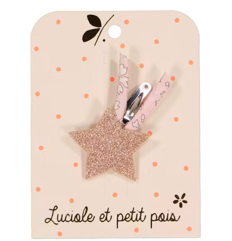 Luciole - Barrette étoile filante - Glitter rose - CHAT-MALO Paris
