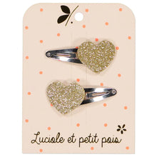  Luciole - Barrettes coeurs - Glitter or (paire) - CHAT-MALO Paris