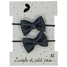  Luciole - Élastiques mini papillon - Glitter bleu (paire) - CHAT-MALO Paris