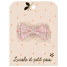  Luciole - Barrette petit noeud double - Liberty Capel Rose Nude - CHAT-MALO Paris