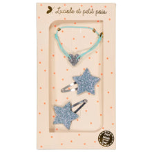  Luciole - Coffret cadeau - Barrettes étoiles ciel & Bracelet menthe - CHAT-MALO Paris