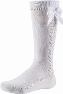  In Control Kneesock - Jacquard/double bow - white - CHAT-MALO Paris