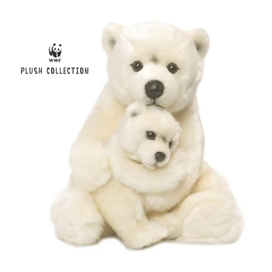 WWF Maman ours polaire 28 cm, avec bébé